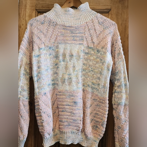 Vintage Handmade Pastel Knit Sweater - Picture 2 of 5